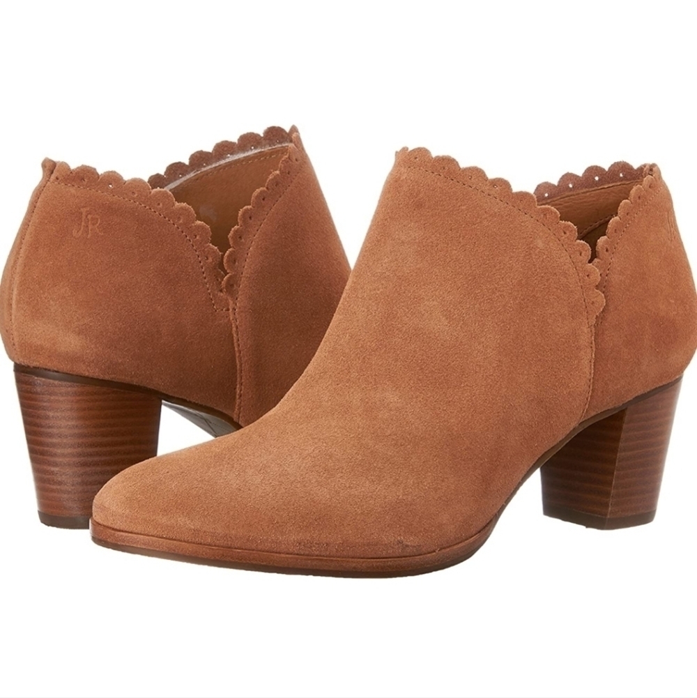 Jack Rogers Tan Suede Scalloped Ankle Booties 8